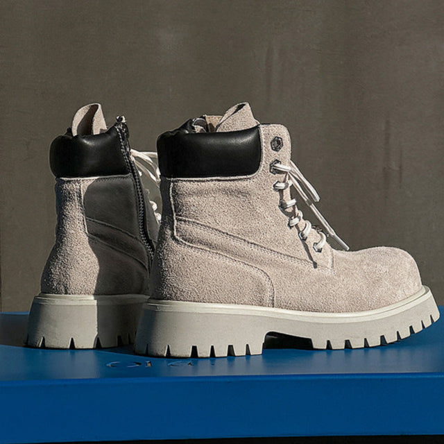 Grunge work boots burgundy suede hiking shoes mountain trainers