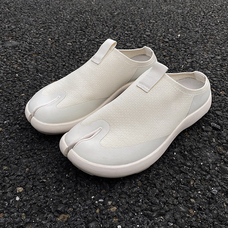 Slip on Tabi shoes cream split toe casual trainers camel toe sneakers trendy loafers