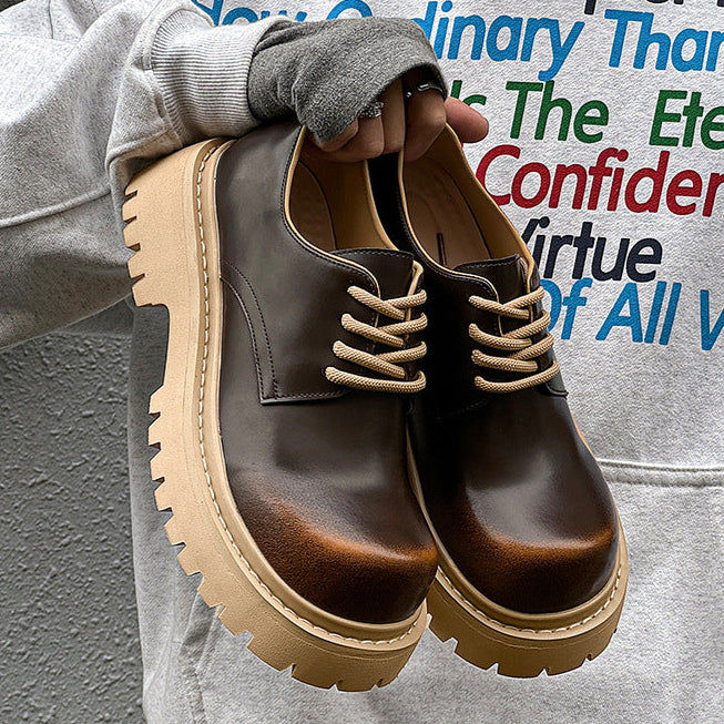 Gradient Derby shoes black chunky sole brogues faux leather catwalk shoes grunge fashion boots