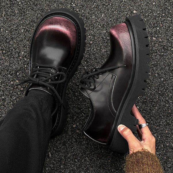 Gradient Derby shoes black chunky sole brogues faux leather catwalk shoes grunge fashion boots