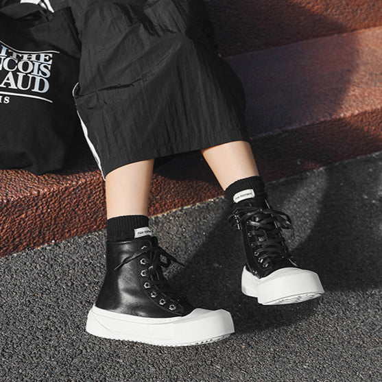 Chunky platform high tops black white raver sneakers grunge shoes skater trainers 00s style