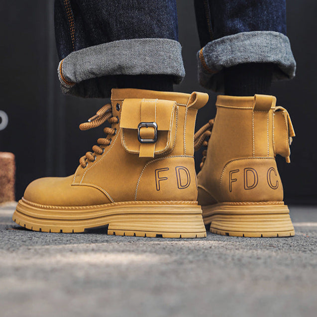 Grunge work boots grey wallet attachment catwalk hiking shoe mountain trainers