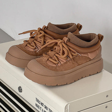 Edgy platform winter boots brown mountain trainers grunge retro skiing shoes