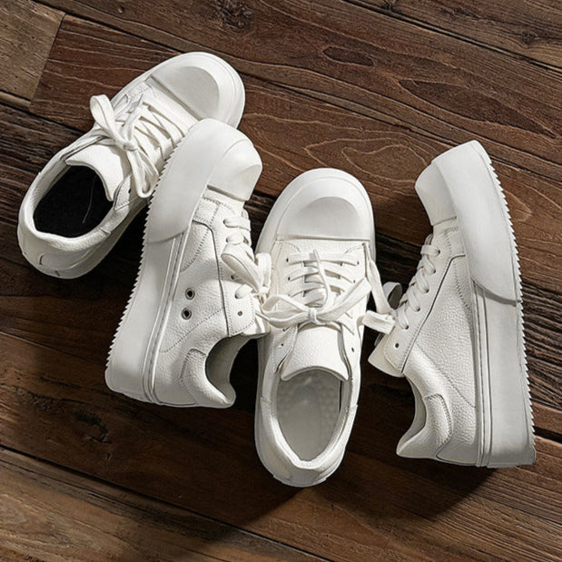 Chunky platform high tops white faux leather sneakers grunge shoes hip-hop trainers 00s style