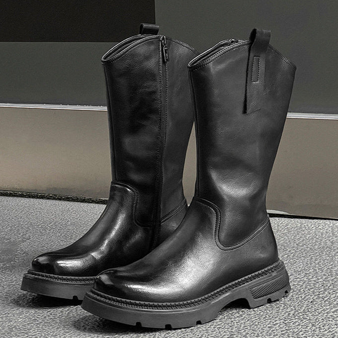 Retro hunter boots black low sole mountain shoes 00s grunge catwalk style faux leather