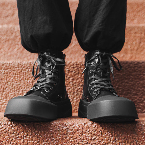 Chunky platform high tops black white raver sneakers grunge shoes skater trainers 00s style