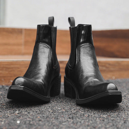 J toe unisex boots faux leather cowboy shoes high heel pointy toe Chelsea boot