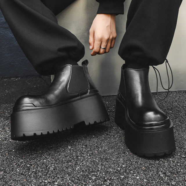 Extreme platform slip on boots black tractor Goth style shoes faux leather grunge punk rocker trainers 90s style