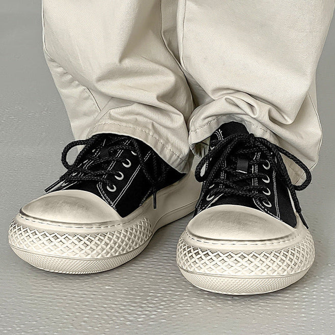 Chunky denim sneakers black grunge platform classic trainers jean skater shoes retro canvas shoes