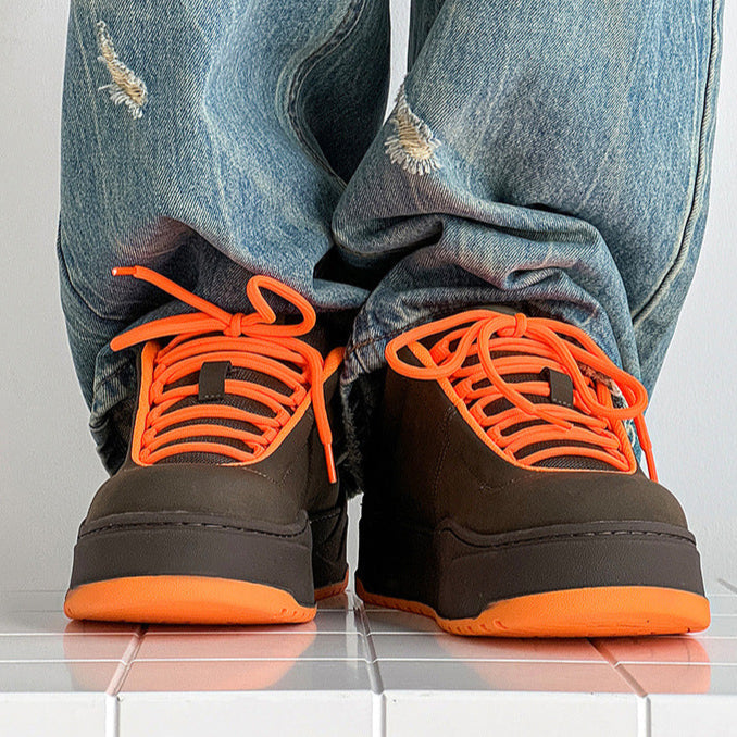 Chunky platform high tops orange brown raver sneakers grunge shoes skater trainers 90s style