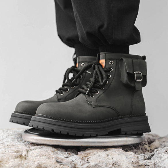 Grunge work boots grey wallet attachment catwalk hiking shoe mountain trainers