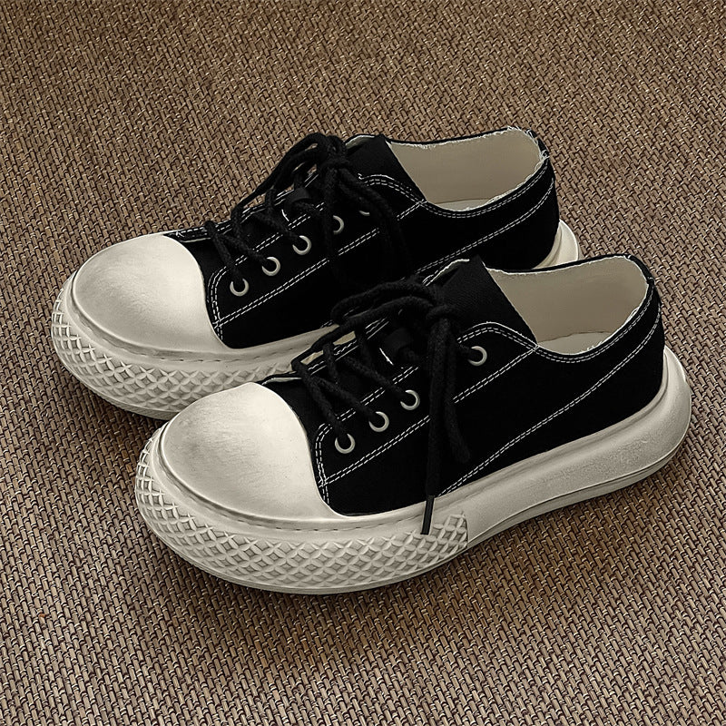 Chunky denim sneakers black grunge platform classic trainers jean skater shoes retro canvas shoes