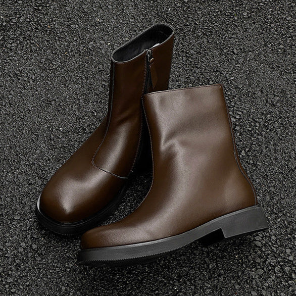 Retro hunter boots brown low sole mountain shoes 00s grunge style faux leather