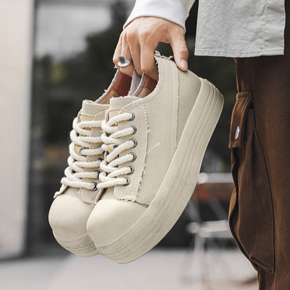 Platform denim sneakers black round toe chunky skater shoes grunge jean trainers