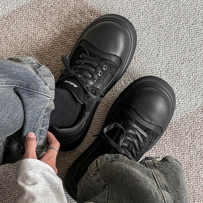 Chunky platform high tops black punk sneakers grunge shoes hip-hop trainers 00s style