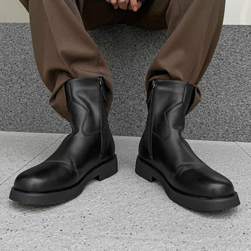 Square toe retro ankle boots black low sole mountain shoes 00s grunge style