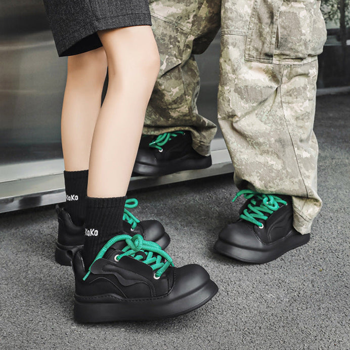 Chunky platform high tops black raver sneakers grunge shoes hip-hop trainers 00s style