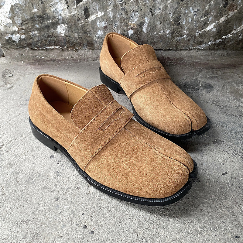 Suede Tabi shoes brown smart style split toe loafers going out coctail party boots