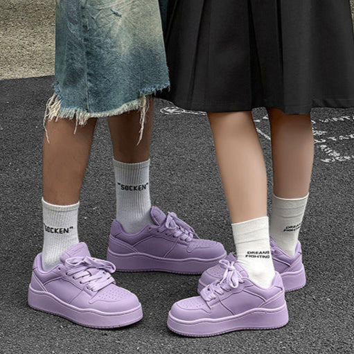 Chunky platform high tops purple raver sneakers grunge shoes hip-hop trainers 00s style