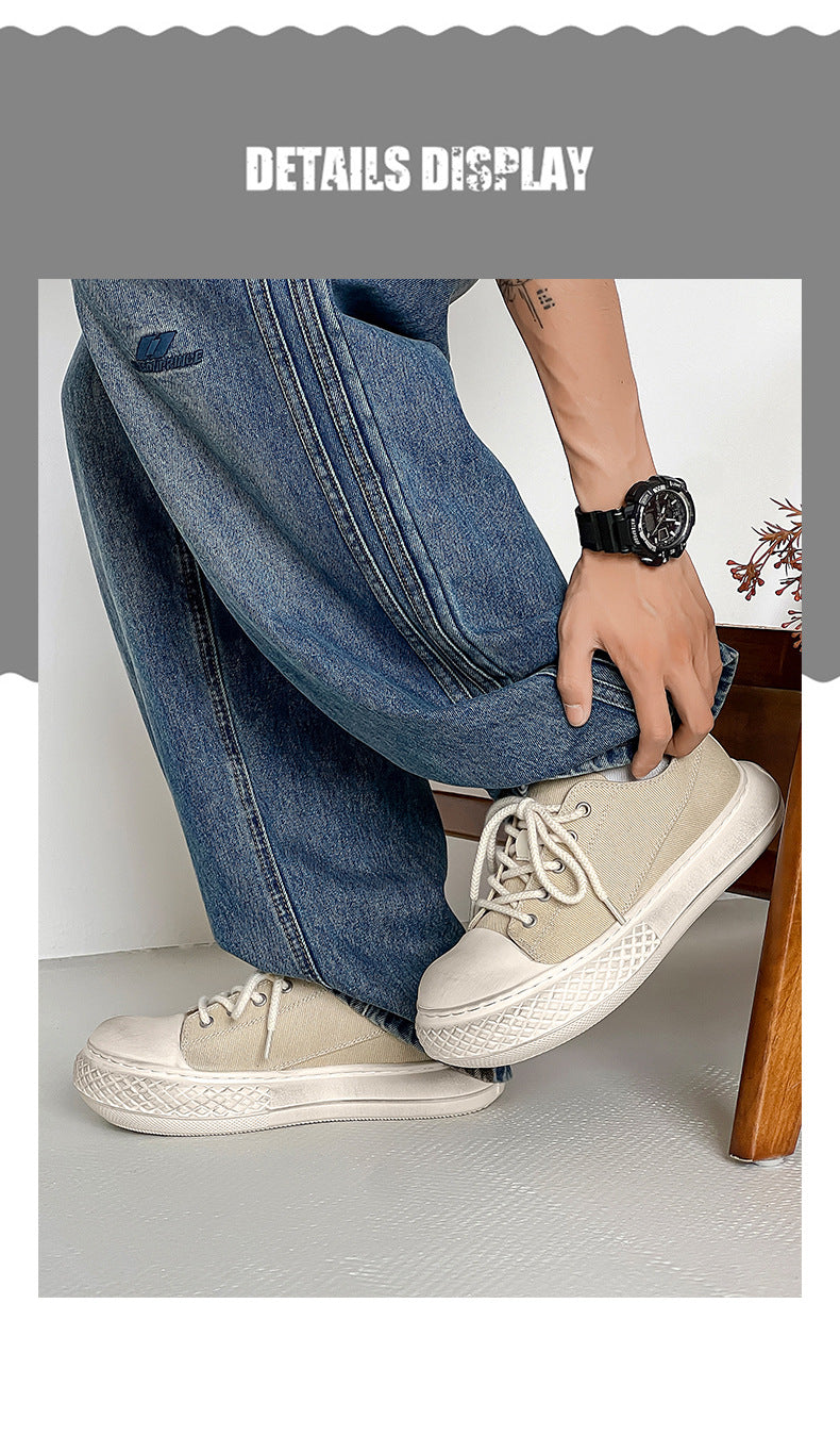 Chunky denim sneakers black grunge platform classic trainers jean skater shoes retro canvas shoes