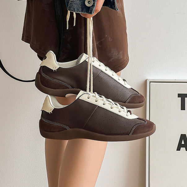 Retro sneakers brown 70s style grunge trainers old school suede finish sport shoes