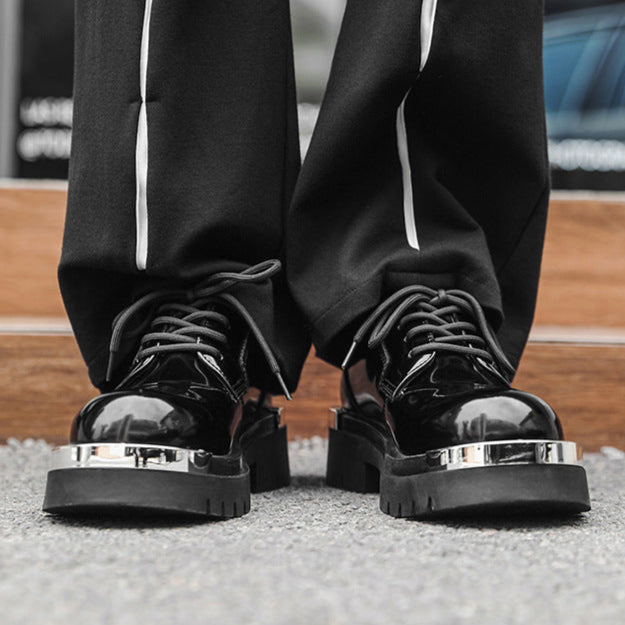 Metal plated Derby shoes black chunky sole grunge platform gothic boots