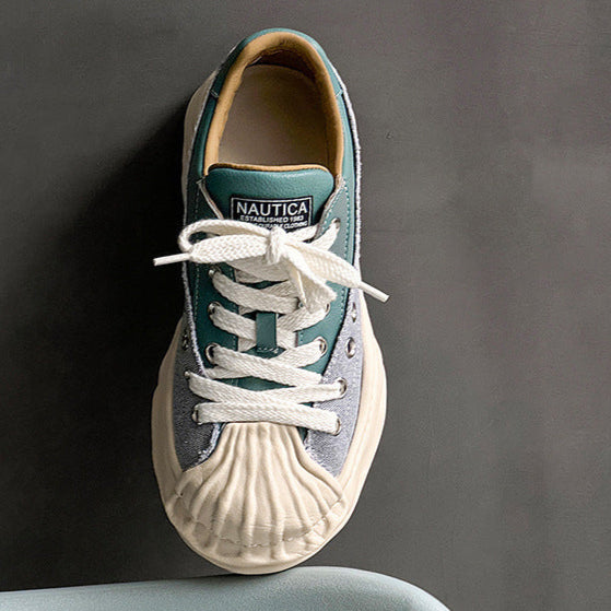 Melted platform sneakers orange round toe chunky skater shoes grunge rapper trainers