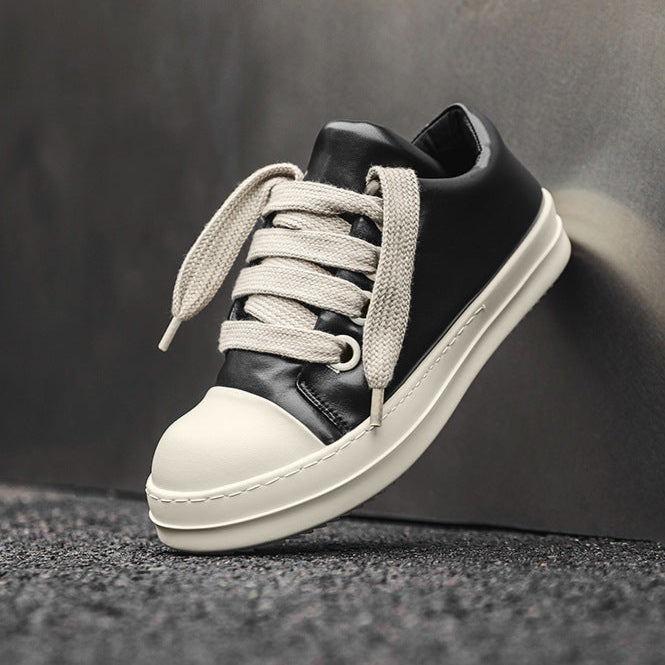 Chunky platform gothic shoes black faux leather punk sneakers grunge trainers hip-hop 00s style