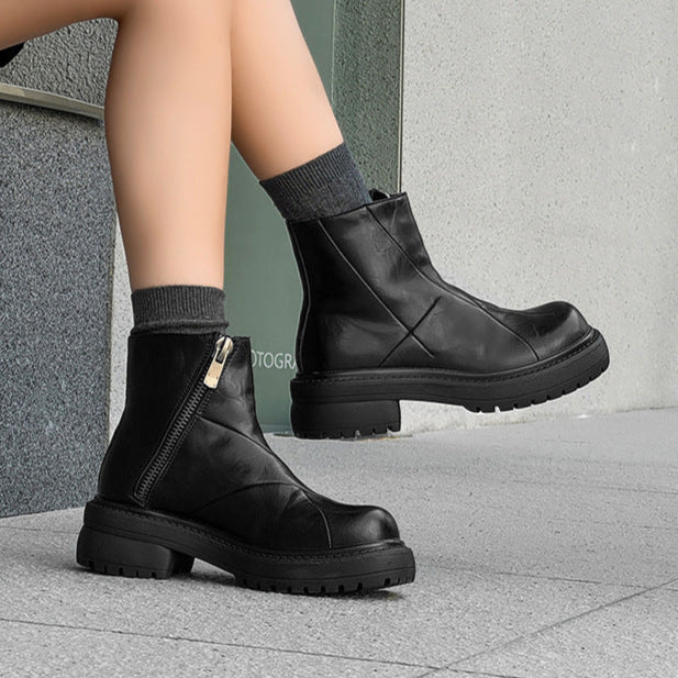 Distressed ankle boots black grunge punk rocker shoes 90s catwalk style