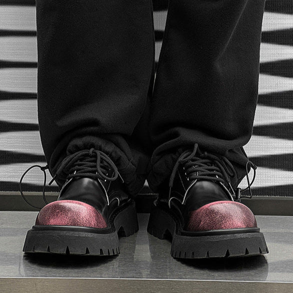 Gradient Derby shoes black chunky sole brogues faux leather catwalk shoes grunge fashion boots