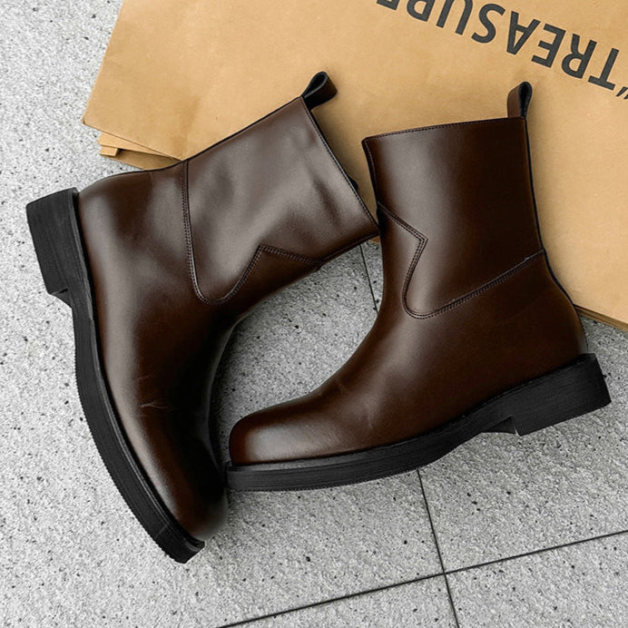 Square toe retro ankle boots black low sole mountain shoes 00s grunge style