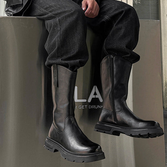 Retro hunter boots black low sole mountain shoes 00s grunge catwalk style faux leather