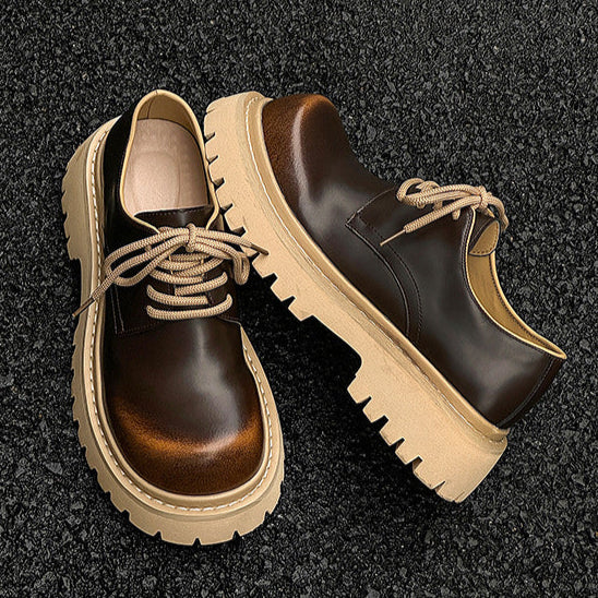 Gradient Derby shoes black chunky sole brogues faux leather catwalk shoes grunge fashion boots