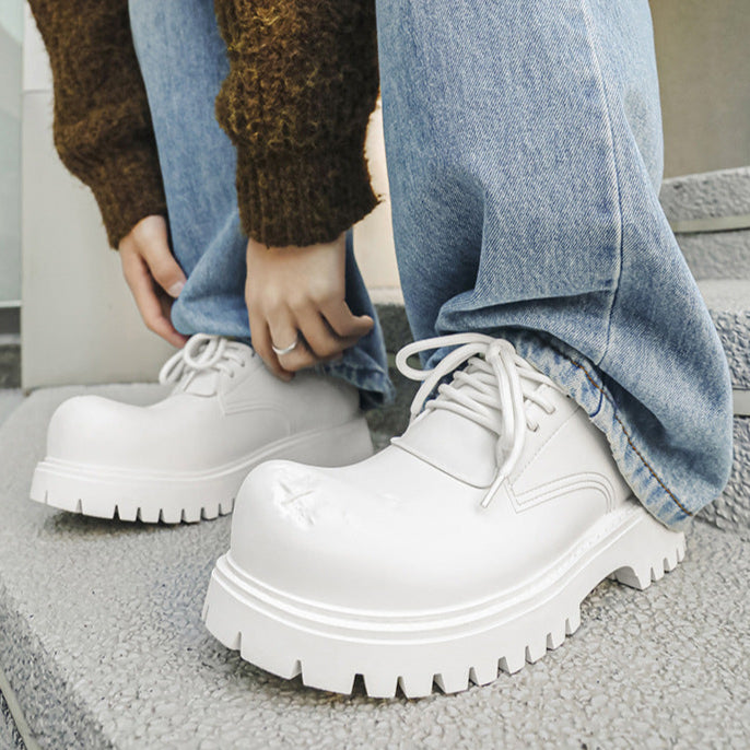 White chunky sole Derby shoes tractor platform punk e-boy e-girl shoes grunge trainers