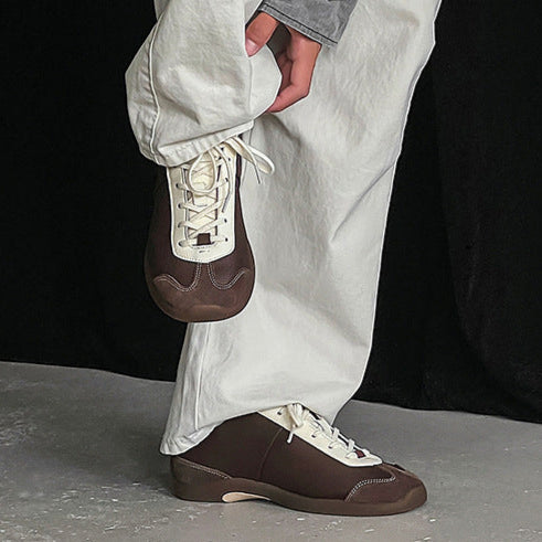 Retro sneakers brown 70s style grunge trainers old school suede finish sport shoes