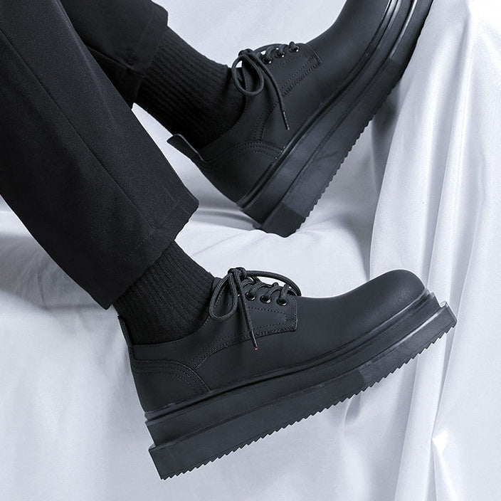 Asymmetric platform patent faux leather shoes black shiny round toe chunky sole catwalk shoes grunge fashion boots