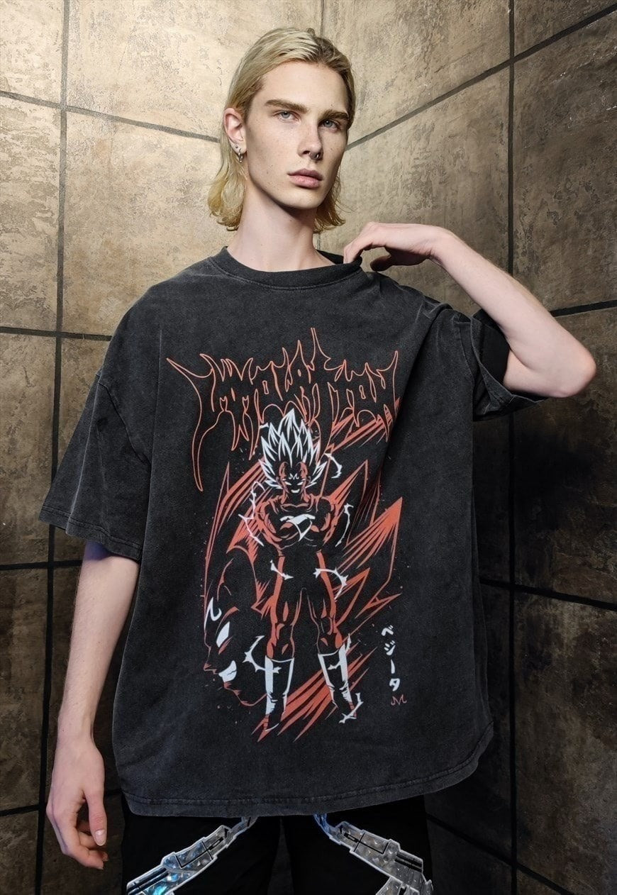 Anime print vintage wash t-shirt sample sale 3 for 2