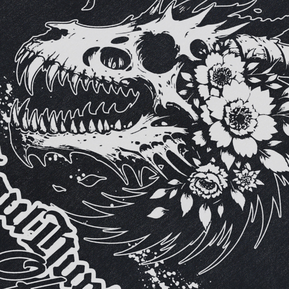 Fossil bones sleeveless t-shirt gothic skull print surfer vest 00s creepy tank top in acid wash black