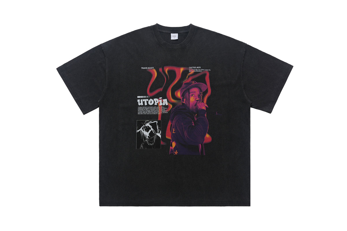 Vintage rapper t-shirt retro hip-hop top gangster tee in black