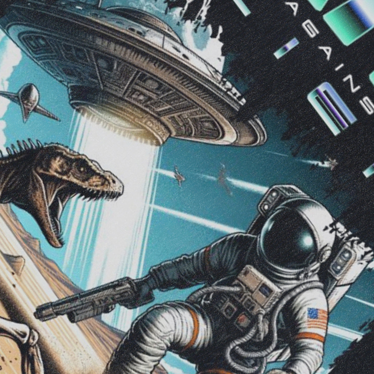 Alien monster sleeveless t-shirt creepy cartoon vest 00s retro spaceman tank top in acid wash black