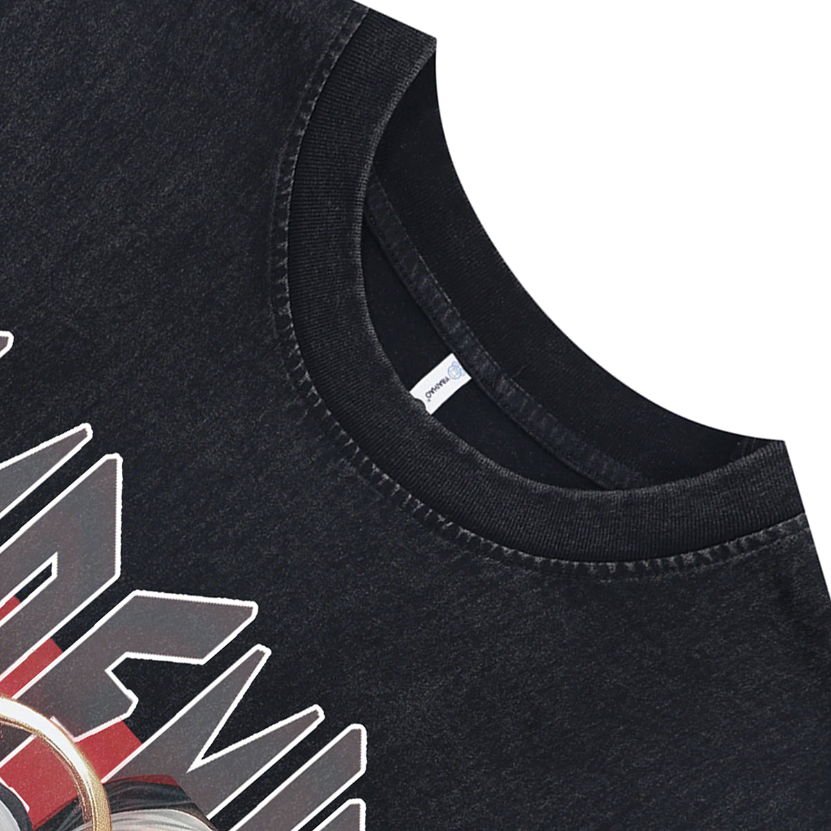 Nun print sleeveless t-shirt vintage Academy vest retro cartoon tank top in acid wash black