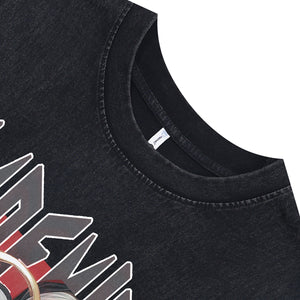 Nun print sleeveless t-shirt vintage Academy vest retro cartoon tank top in acid wash black