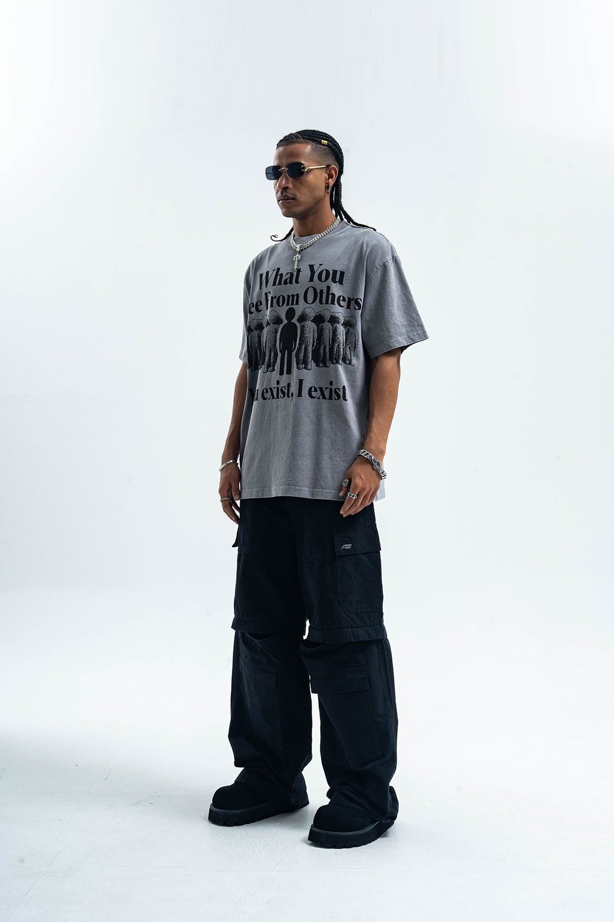 Psychedelic slogan t-shirt retro slogan top human print tee in orange