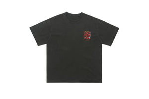 Psychedelic graffiti t-shirt dont care slogan top in grey