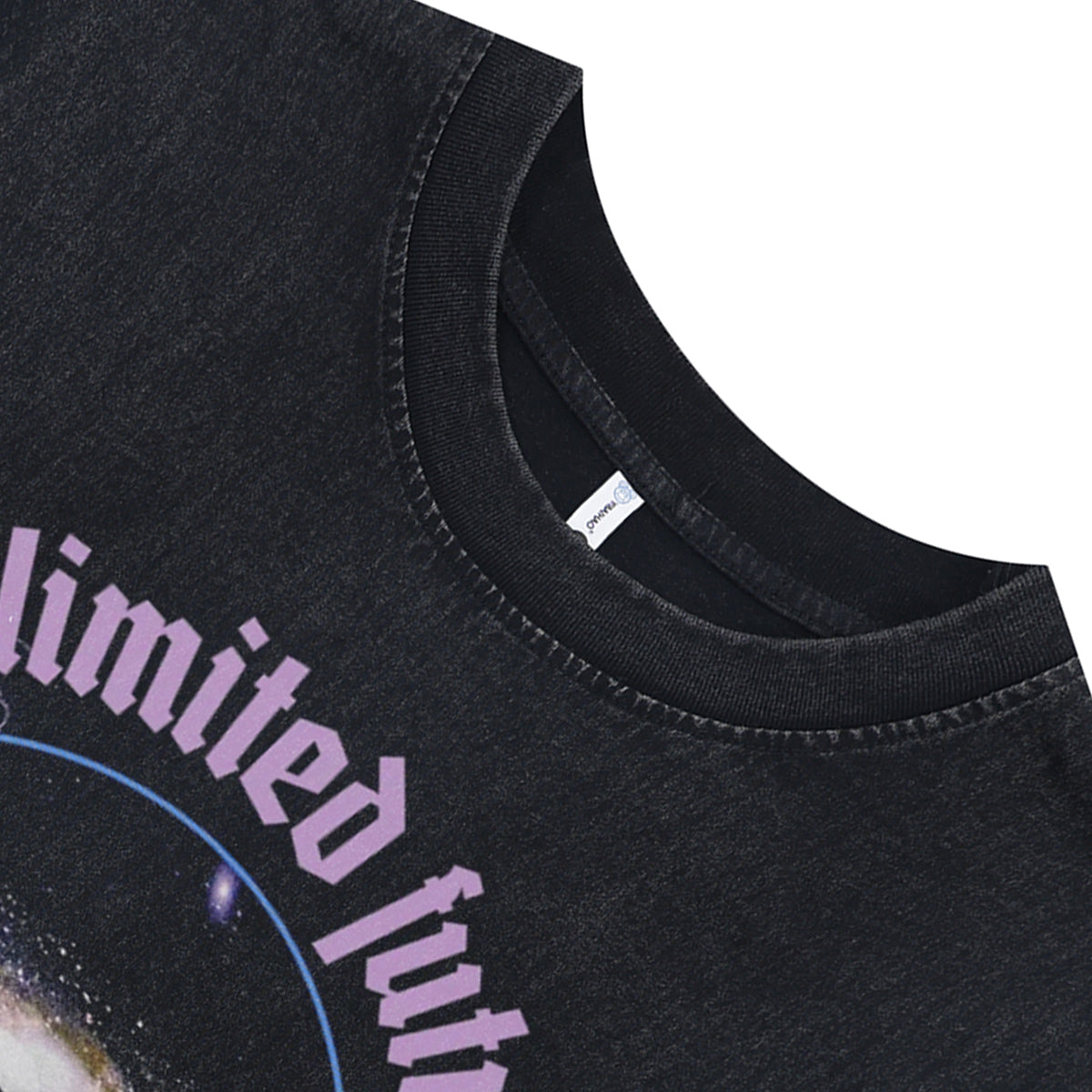Thunder print sleeveless t-shirt psychedelic spaceman poster surfer vest astronaut tank top in acid wash black