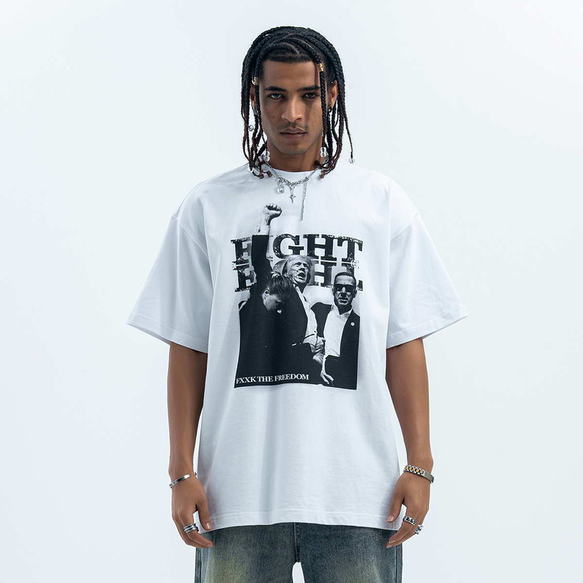 Vintage Donald Trump t-shirt fxck freedom slogan top grunge tee in white