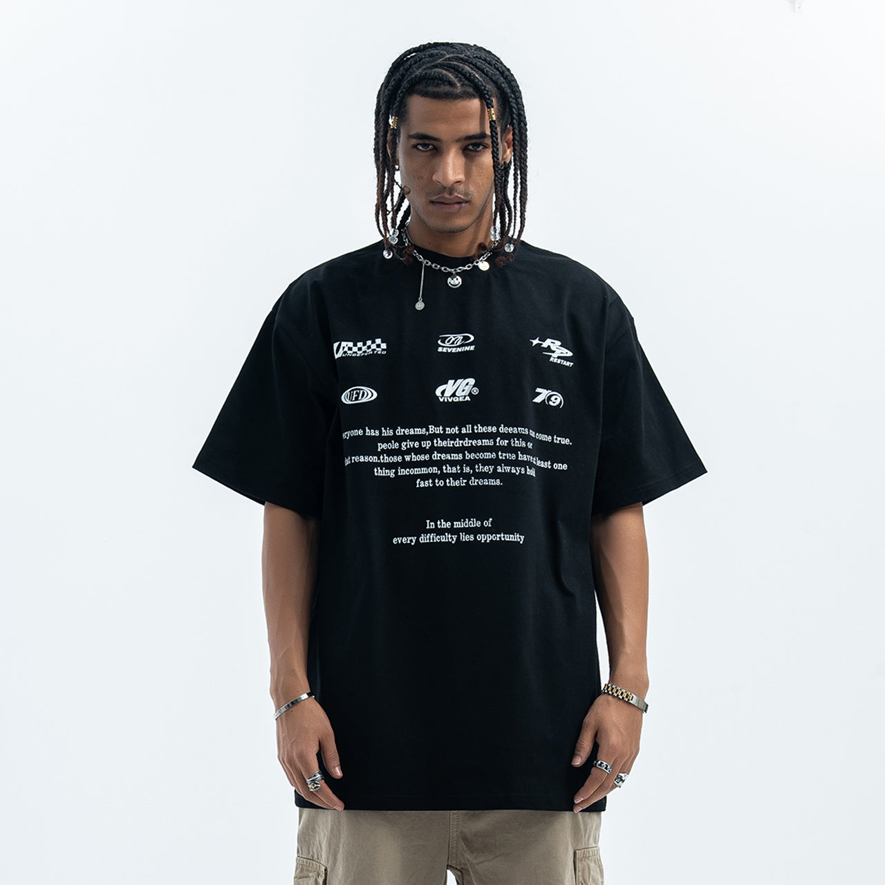 Retro racing t-shirt motorsports top retro logo tee in black