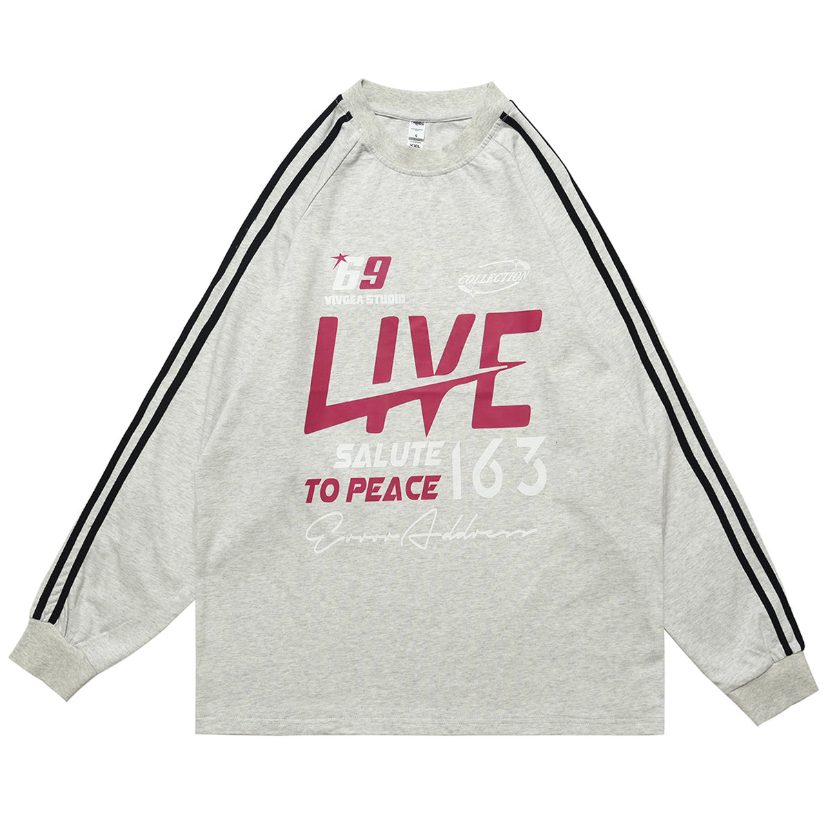 Peace slogan jumper long sleeve anti war top striped grunge t-shirt in black