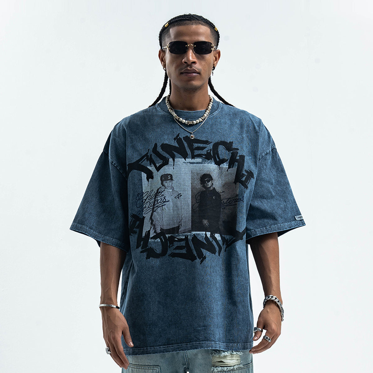 Vintage Tunechi t-shirt retro hip-hop tee grunge rapper top in grey