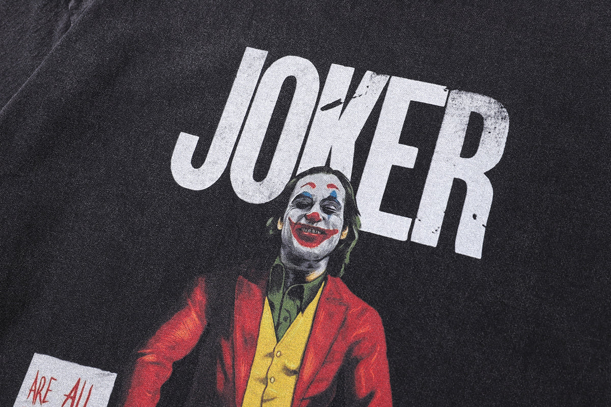 Clown t-shirt joker slogan tee creepy print top in vintage grey